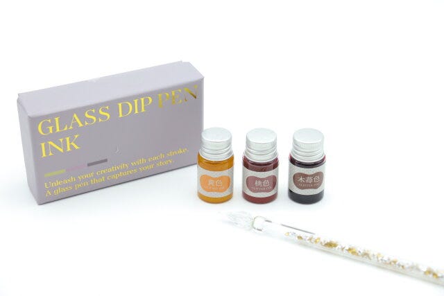 ガラスペンインク（ラメ入、暖色）　ガラスペン