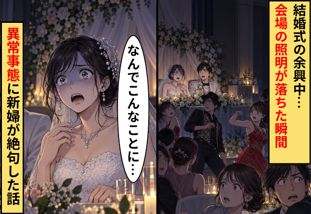 結婚式の余興中…会場の照明が落ちた瞬間⇒「なんでこんなことに…」“異常事態”に新婦が絶句した話
