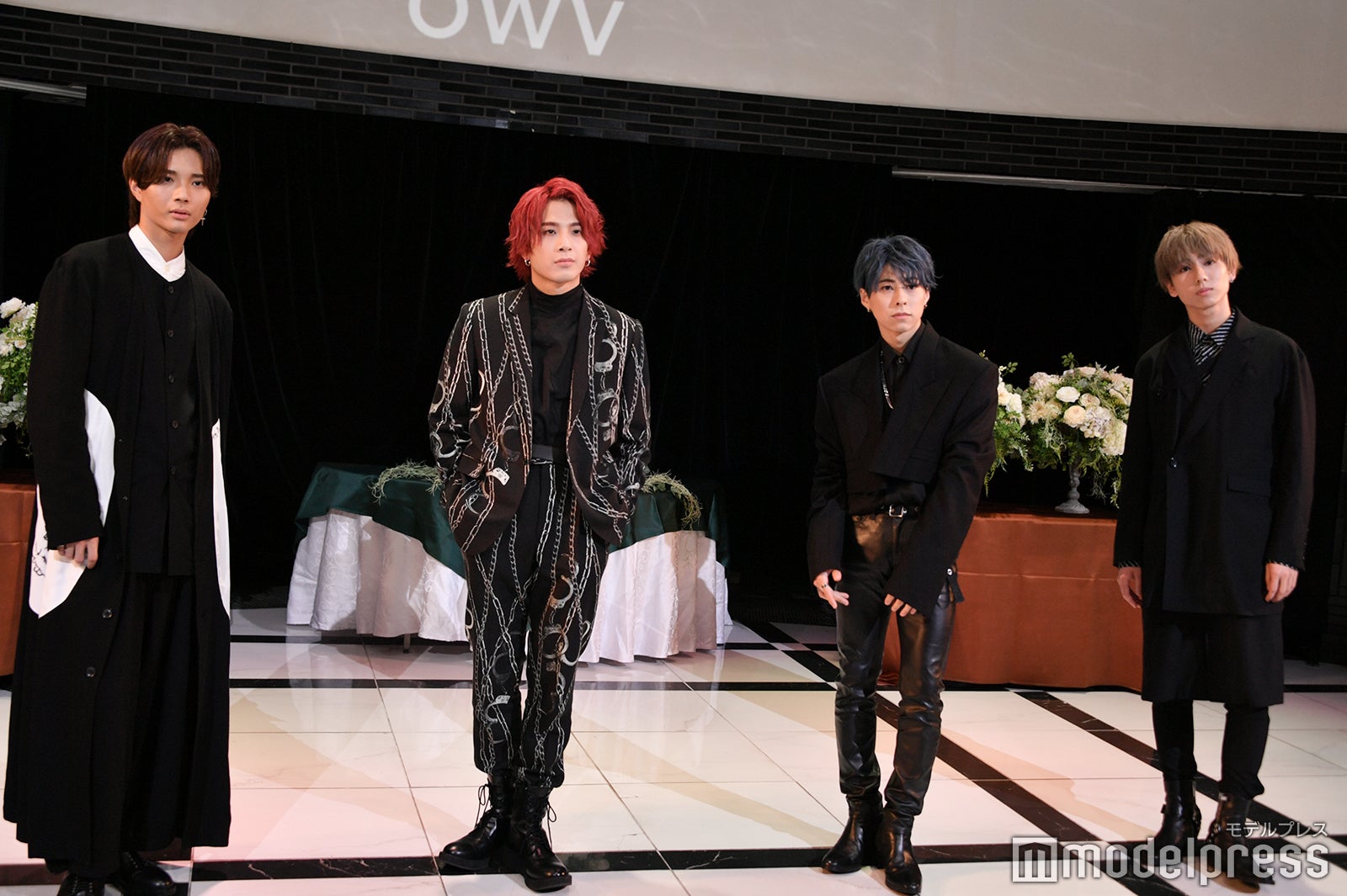 「GYAO!」にて配信された「OWV グループ結成記念生配信特番」より／中川勝就、本田康祐、佐野文哉、浦野秀太（C）モデルプレス