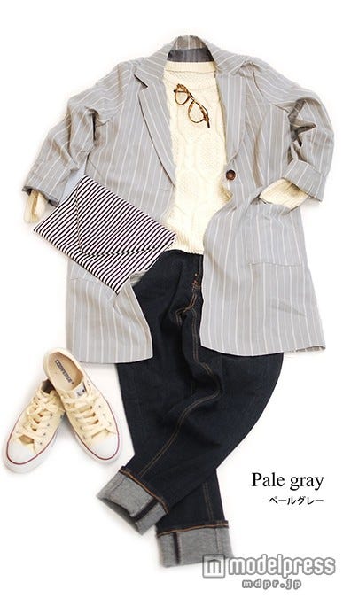 ストライプ柄チェスターコート(ペールグレー)/画像提供:「kokopelli」5,454円(税込)