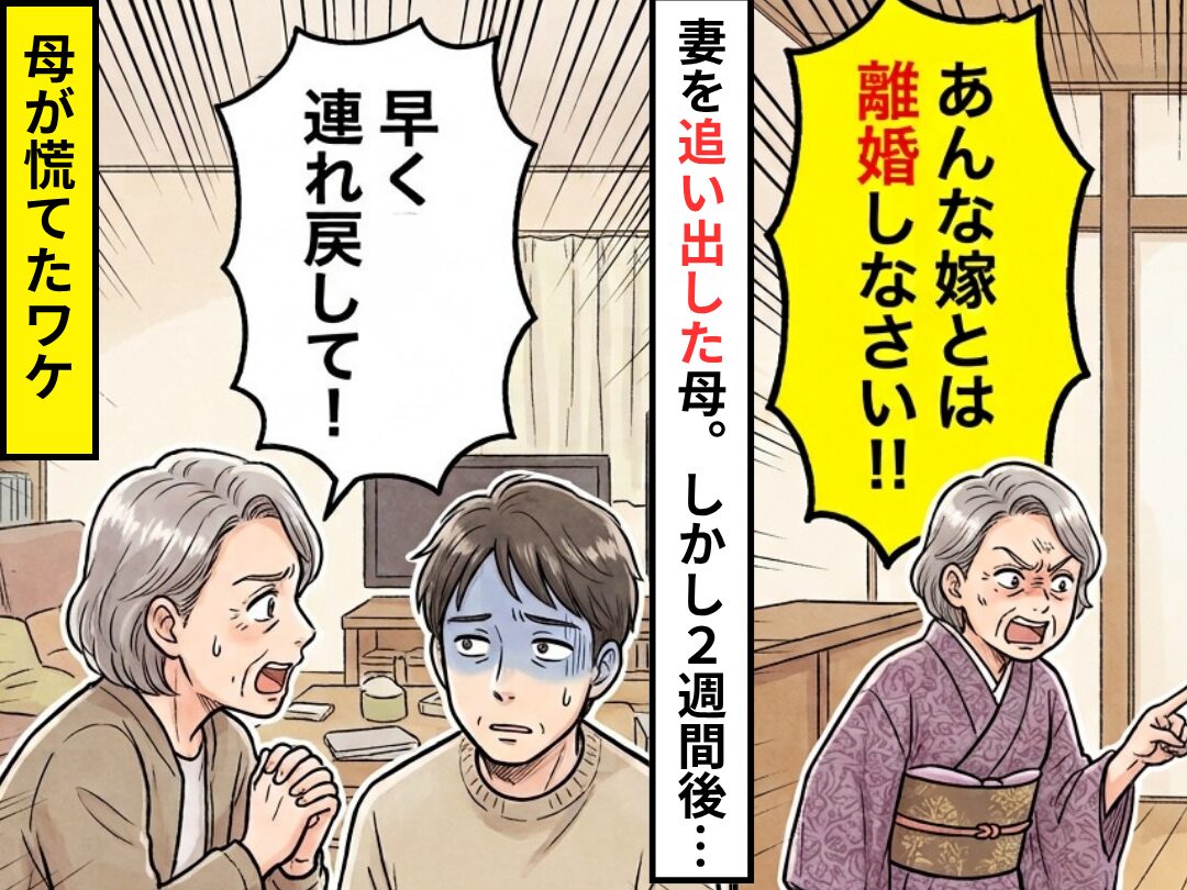 「あんな嫁とは離婚しなさい！」妻を追い出した母！？しかし2週間後⇒「早く連れ戻して！」母が慌てたワケ