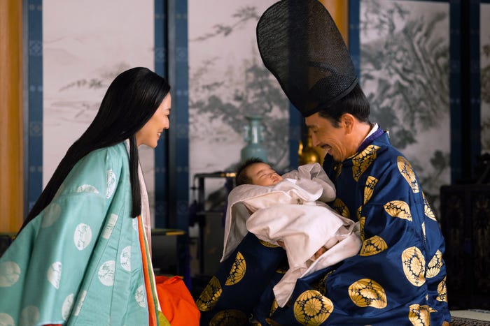 板谷由夏、段田安則「光る君へ」第1話より(C)NHK