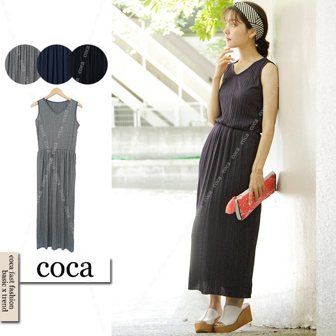 細プリーツノースリーブワンピース「coca」2,990円(税込)