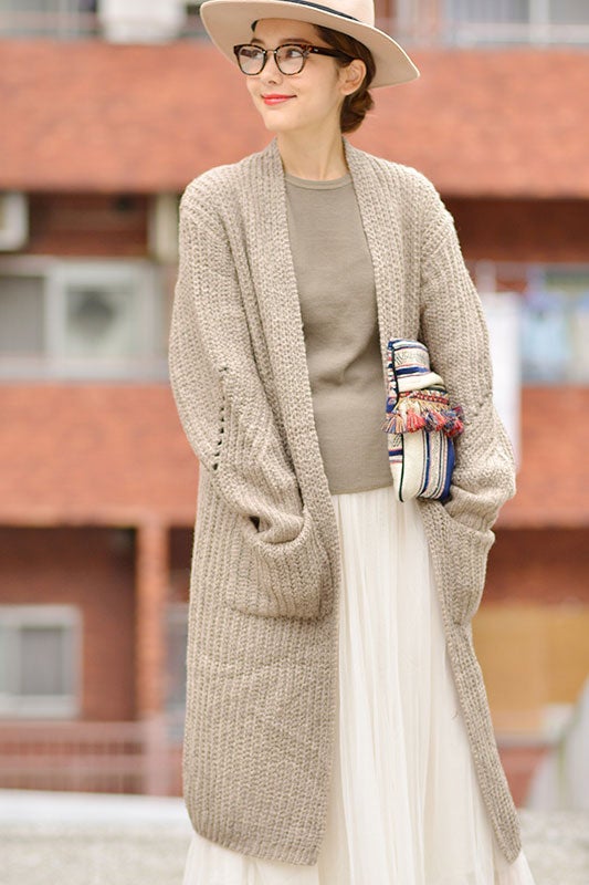 やわらか厚手ロングニットカーディガン「coca」4,990円（税込）／画像提供：coca