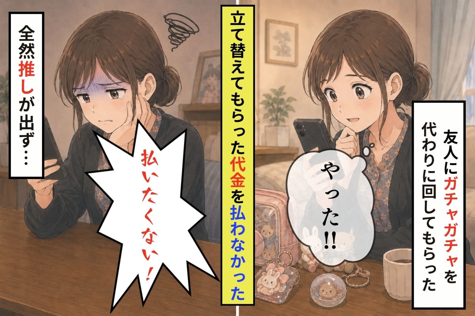 ガチャ代行を頼んだ私が、立て替えてくれた友人に「払いたくない」と言ってしまった日