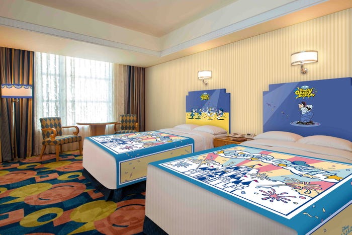 「ドナルドのクワッキー・ダックシティ」をテーマにした客室(C)Disney