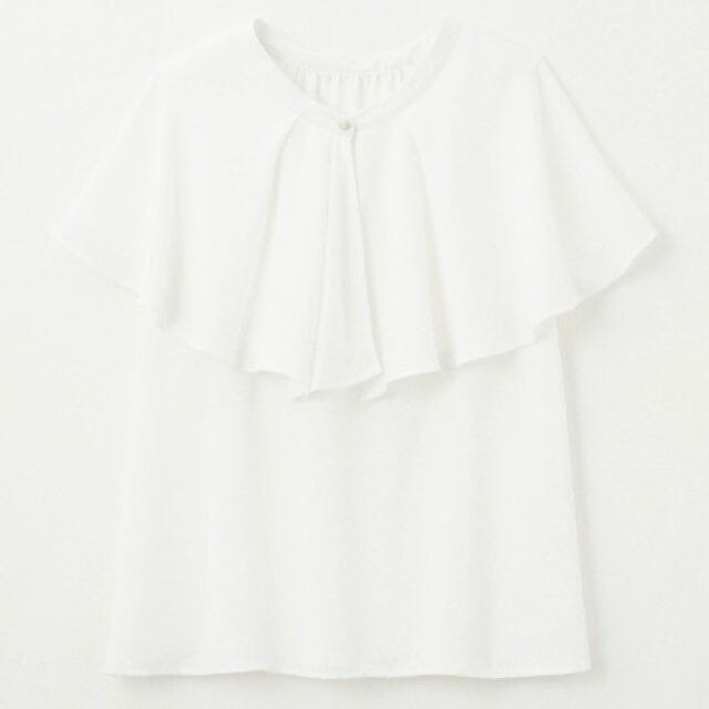 しまむら　白トップス　高見え　マストバイアイテム　フリル衿ブラウス　HINA