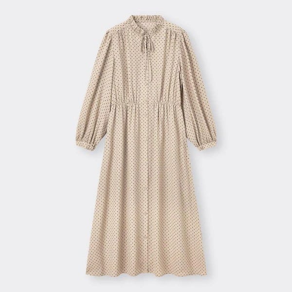 ユニクロ　uniqlo　レディース　おすすめ　オススメ　コスパ　2023　冬　ワンピース　ドットプリントワンピース　ドット柄