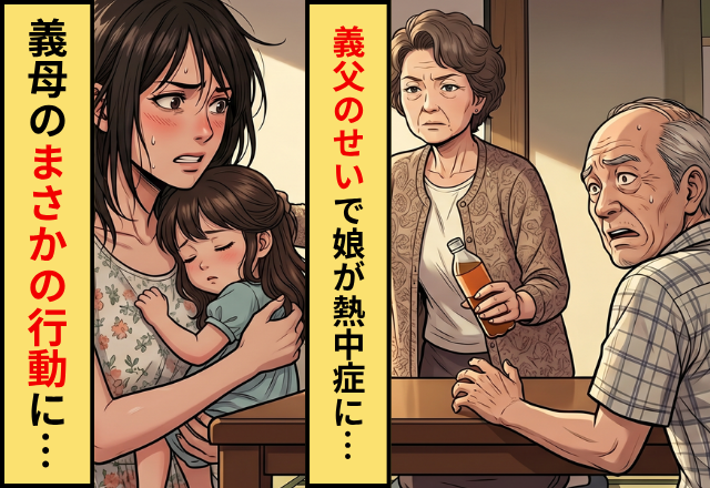 義実家に行くと…娘を“熱中症”にさせた義父！？しかし次の瞬間⇒義母の【無言の行動】に追い込まれる…！