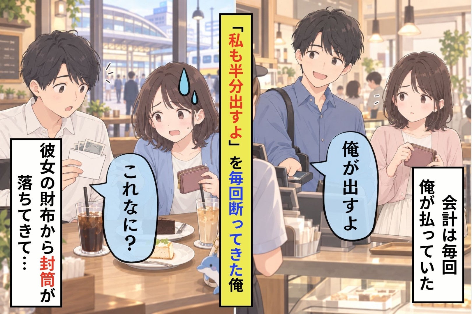 彼女の分までまとめて払うと、笑みが消える→その理由は財布の奥の「返す分」の封筒にあった