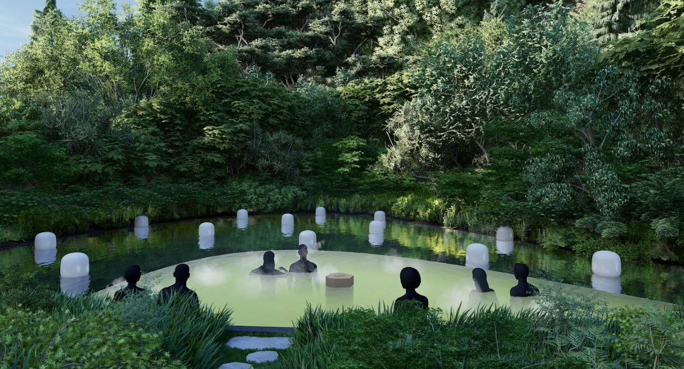 グランピング×温泉×チームラボのアートが融合、茨城「五浦 幽谷隠田跡温泉」2024年秋開業