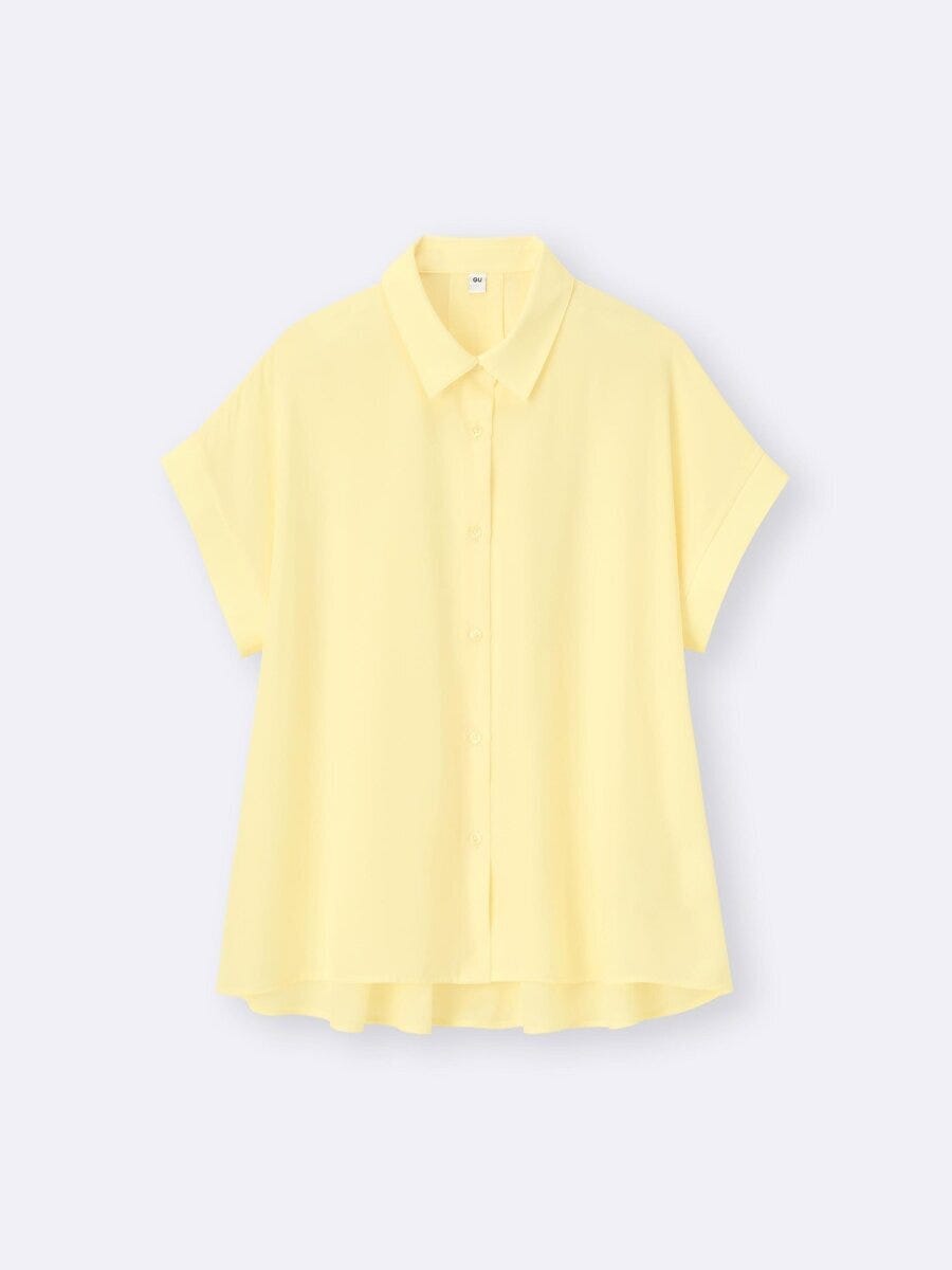 2026gu春大人女性おすすめドレープフレアシャツ