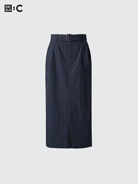 ユニクロ　ベルテッドナロースカート　NAVY