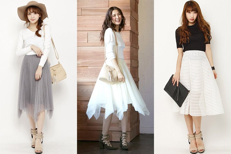 今季トレンド“ロマンスフェミニン”は「透け感スカート」で始めるのが◎