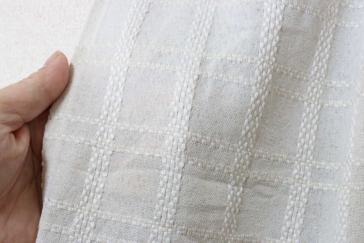 ナチュラルドビーカーテン（インド綿混、チェック）　デザイン