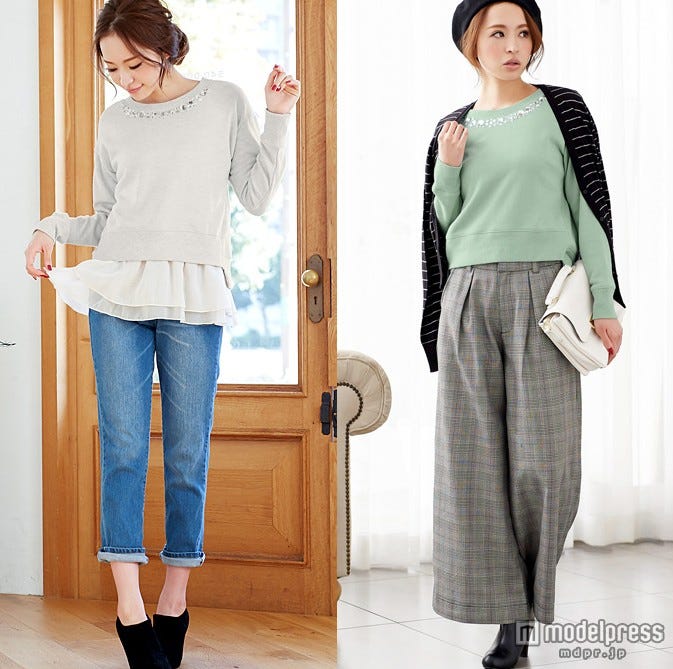 「ビジュー スウェット コットンタッチトップス」 (税込 1,782 円) /Photo by Pierrot