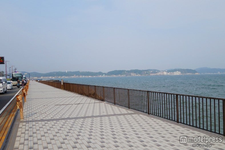 由比ケ浜海岸沿いの遊歩道