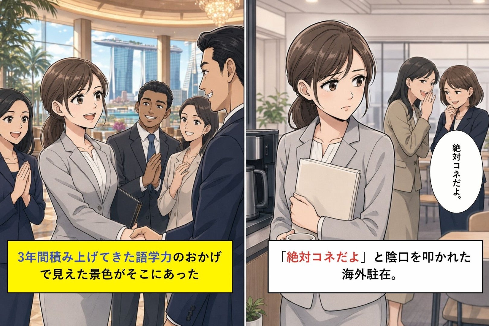 「絶対コネだよ」と陰口を叩かれた海外駐在。3年通ったオンライン英会話のことは、誰にも話さなかった