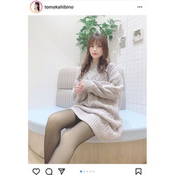 日比野友香 ニットワンピ 黒タイツで魅せる美脚ショット モデルプレス 日比野友香 ニットワンピ 黒タイツで魅せる美脚ショット モデルプレス