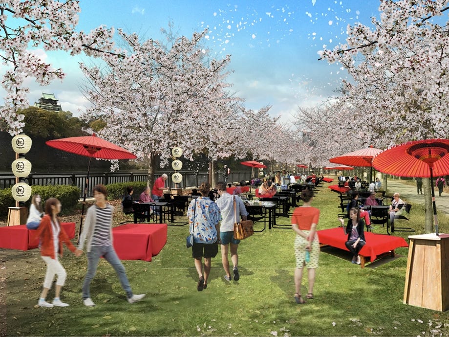満開の桜咲く大阪城公園で“和のBBQ” 桜ライトアップの空間演出も