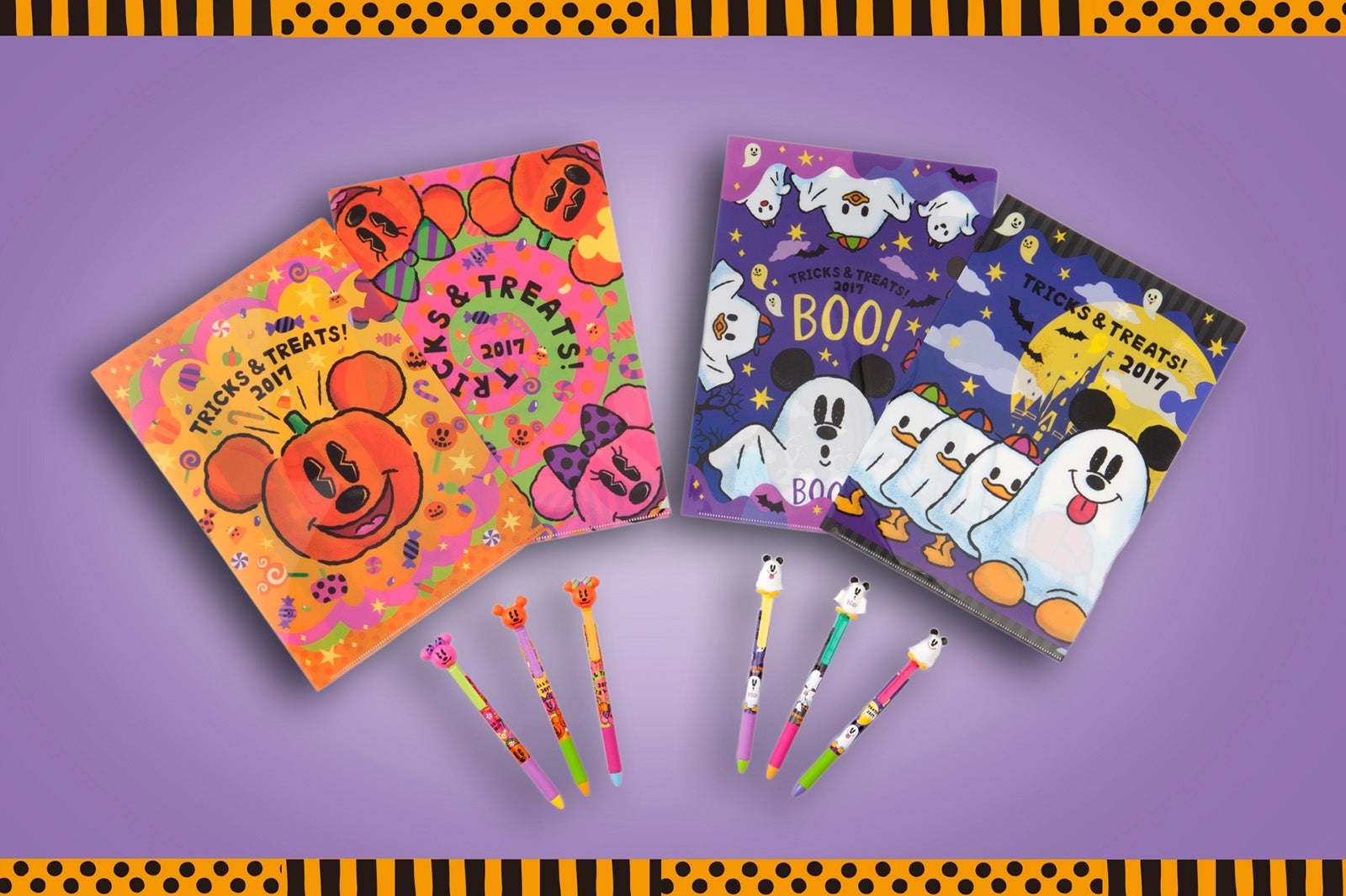 （上）クリアホルダーセット 920円、（下）ボールペンセット 2400円 （C）Disney