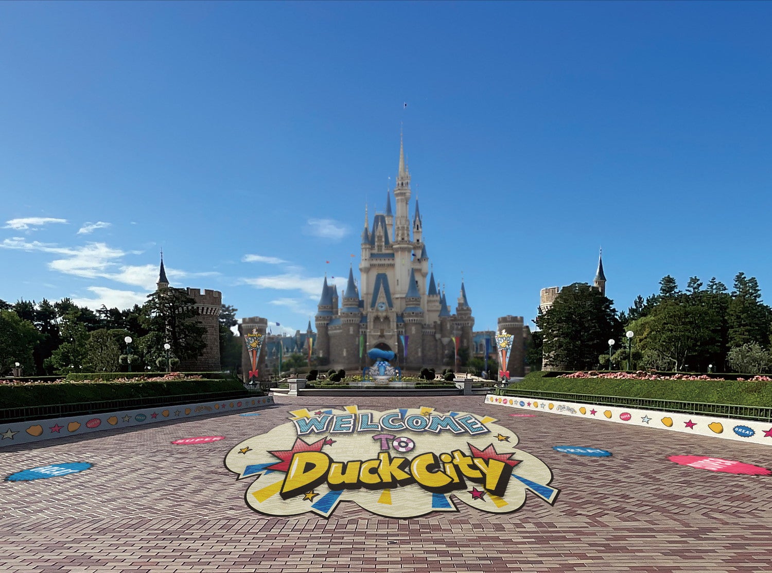 ドナルドのクワッキー・ダックシティ装飾（C）Disney