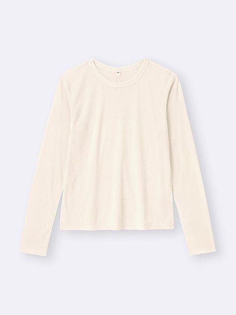 GUのソフトシアークルーネックT