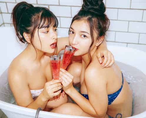 美バスト姉妹エリカ&マリナ、お風呂で密着 艶のある大人な表情も