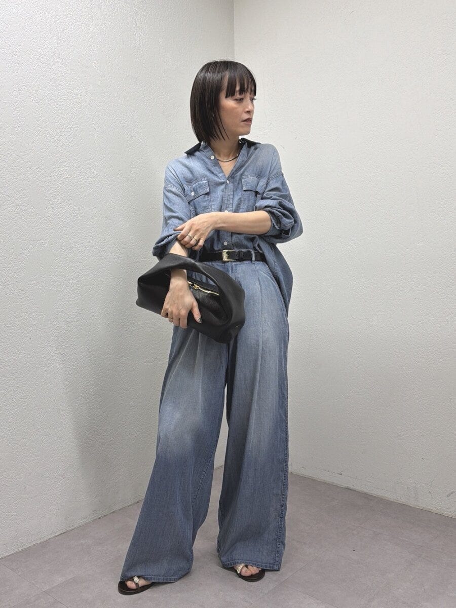 2026春大人女性おすすめワイドデニムセットアップコーデ
