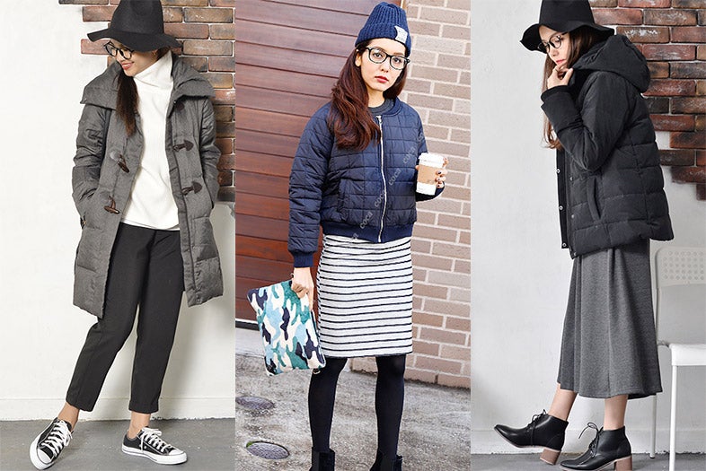 「ダウンコート」を着膨れさせないコーデ術