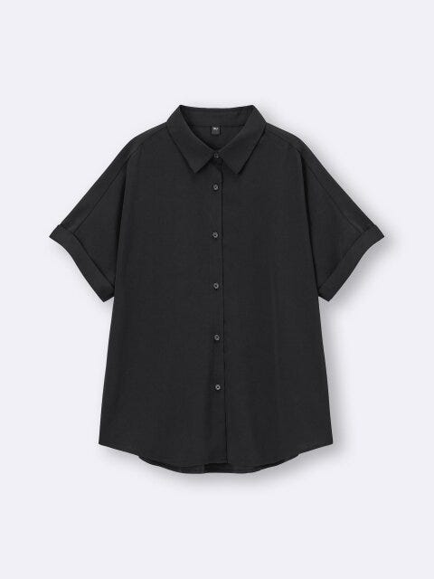 ドレープシャツ 2025春夏guレディース黒990円ドレープシャツ