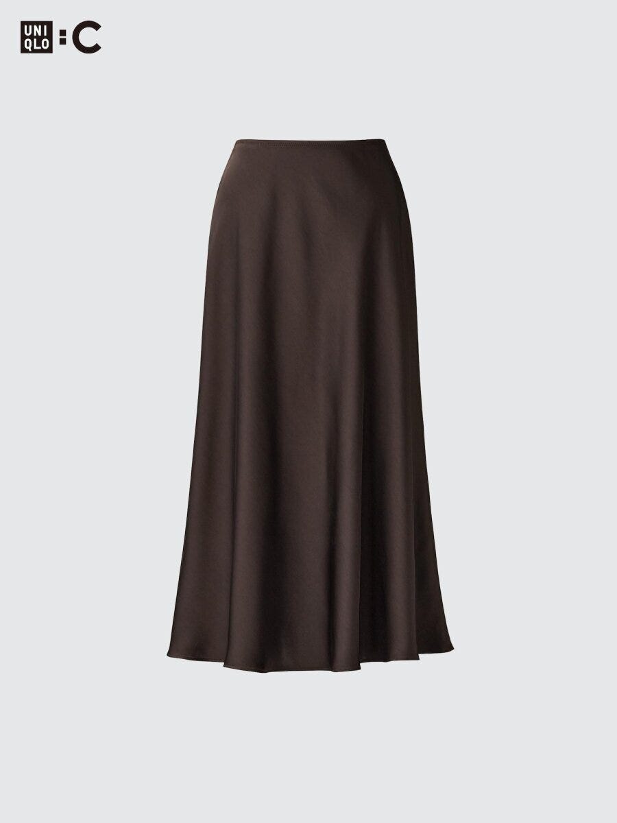 2026春ユニクロ大人女性おすすめサテンロングスカート