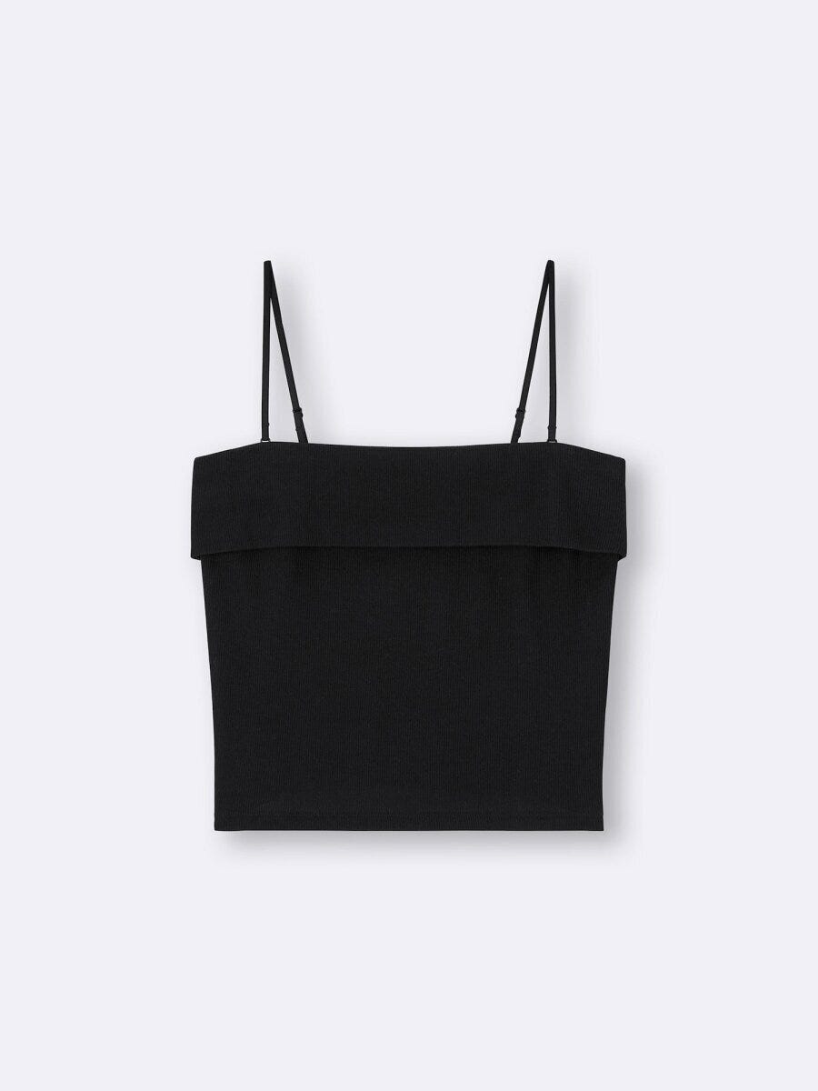 2026gu春大人女性おすすめ黒コットンブレンドリブチューブトップ