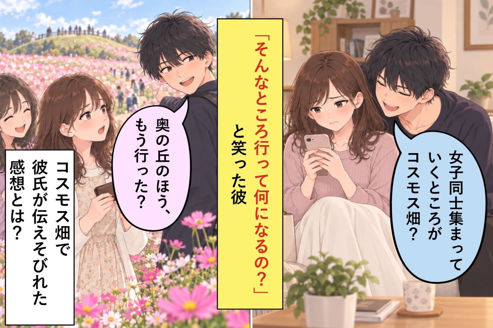 「そんなところ行って何になるの？」と笑った彼が、コスモス畑まで私を探しに来て残したひと言