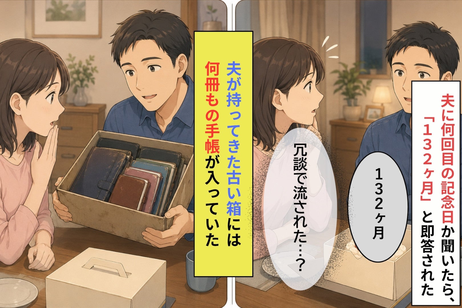 「何回目の記念日か覚えてる？」夫は「１３２ヶ月」と即答、私が怒ると取り出した古い箱