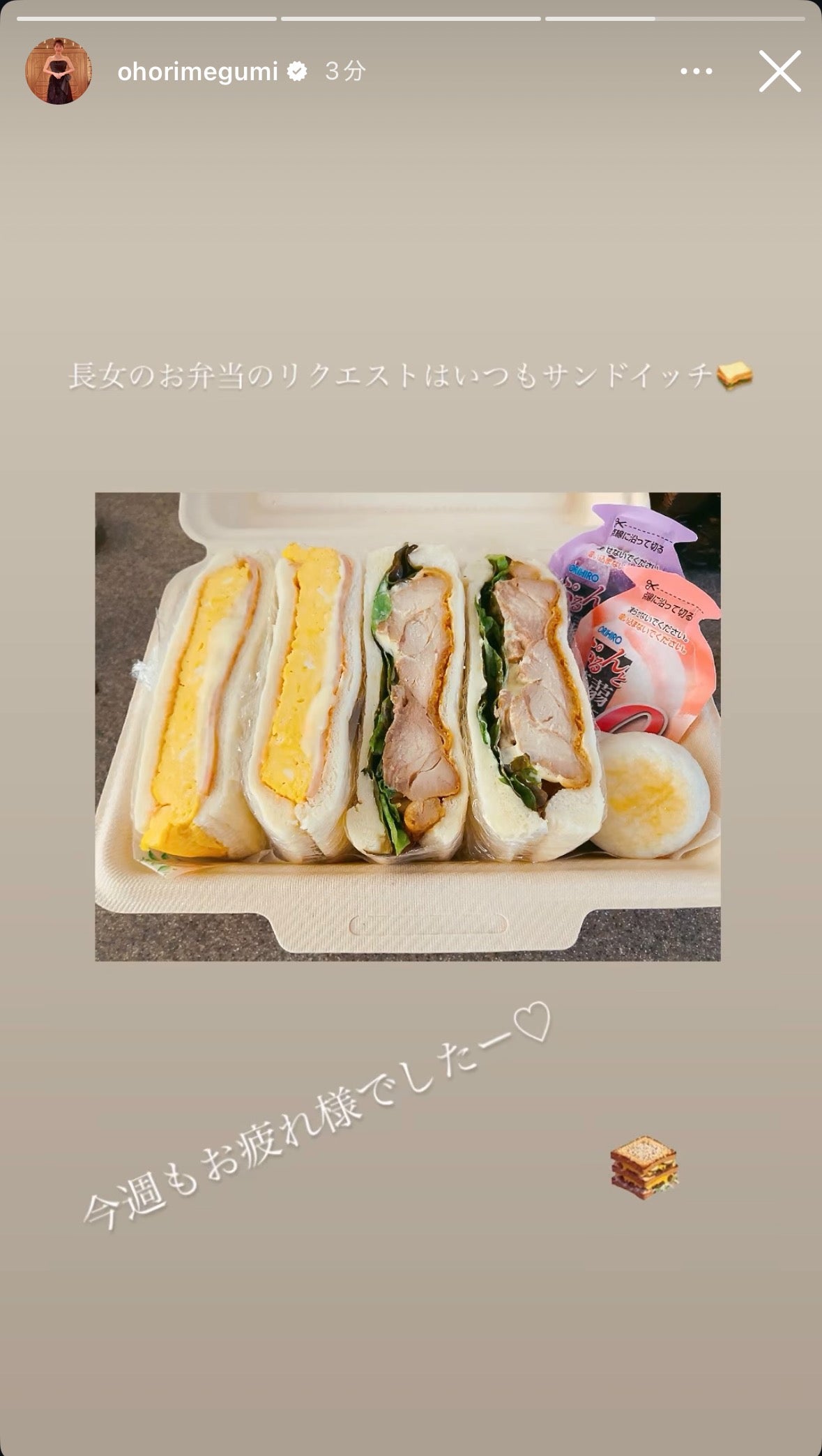 大堀恵Instagramストーリーズより