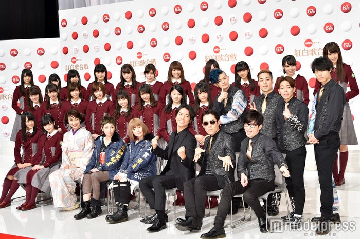 (左から)欅坂46、市川由紀乃、PUFFY、桐谷健太、RADIO FISH/「第67回NHK紅白歌合戦」の出場歌手発表会見より(C)モデルプレス