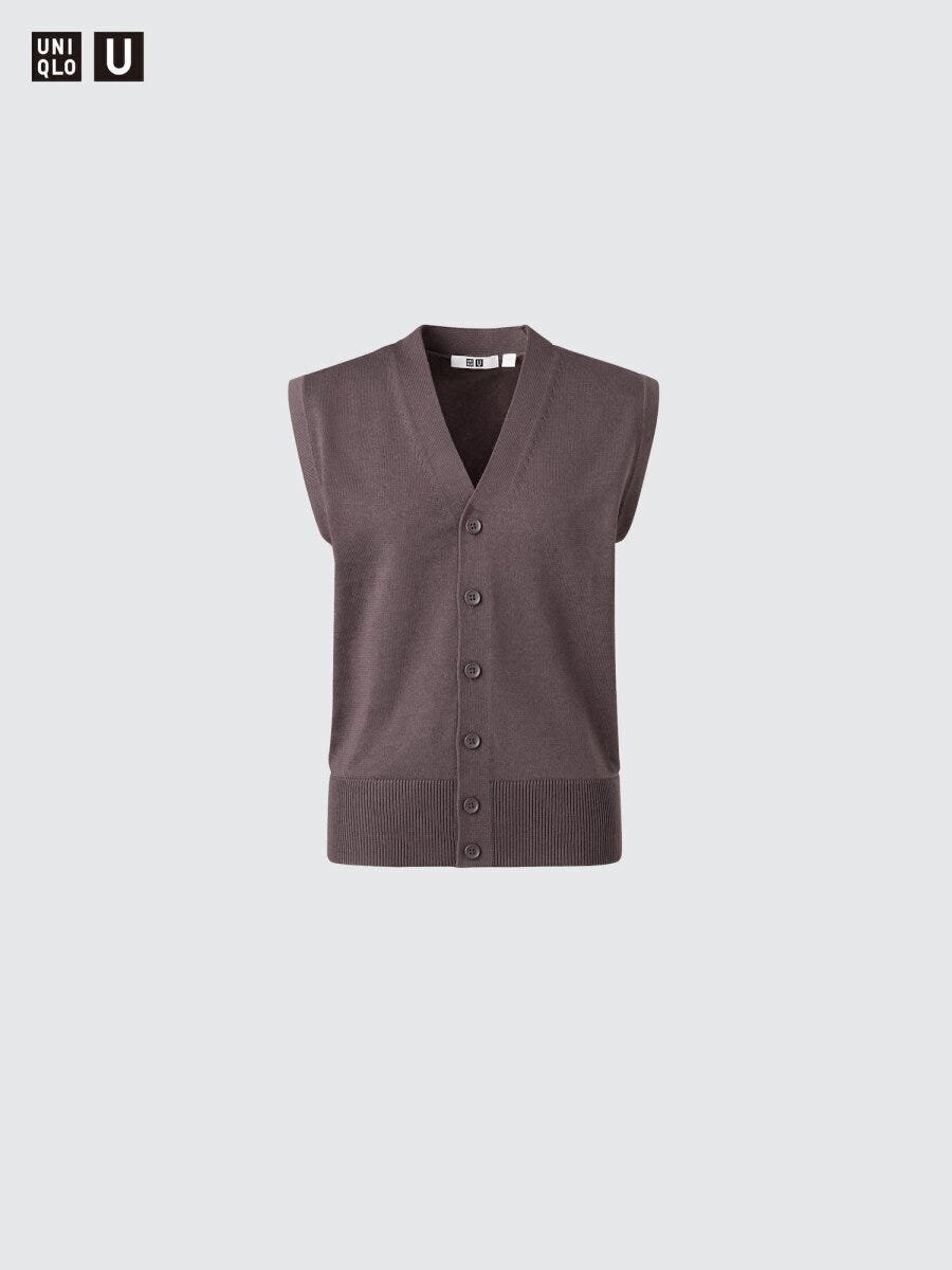 ウォッシャブルボタンダウンニットベスト 2026ユニクロ春大人女性おすすめコラボウォッシャブルボタンダウンニットベスト