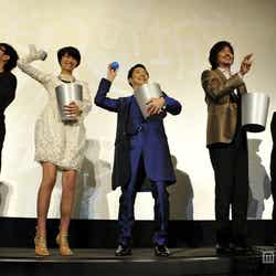 左から:上地雄輔、榮倉奈々、野村萬斎、佐藤浩市、成宮寛貴