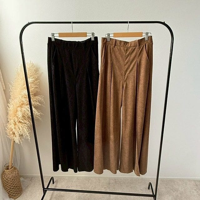 しまむらmisatoコラボの細コールテンタックワイドパンツ