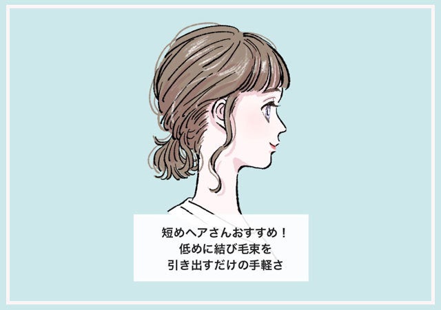 ヘアアレンジ　簡単　イラスト　ひとつ結び