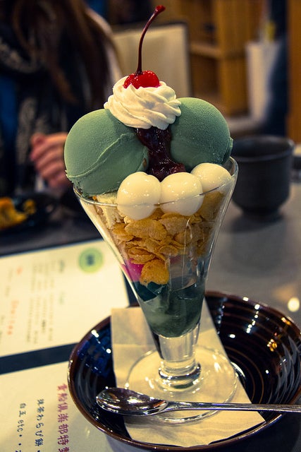 「貴船倶楽部」特製抹茶パフェ／photo 
by Oame