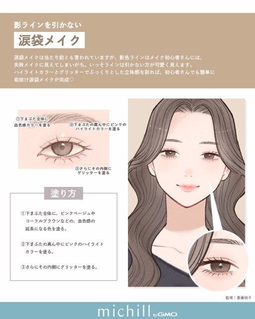 垢抜け アイシャドウテクニック 4選 最新メイク Pyom イラスト 影ラインを引かない?!涙袋メイク