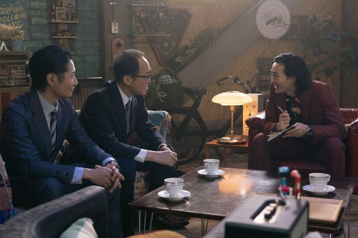 (左から)戸次重幸、佐野史郎、竜星涼「スタンドUPスタート」第8話より(C)フジテレビ