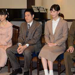 「紅白が生まれた日」取材会（左から）miwa、松山ケンイチ、本田翼、星野源