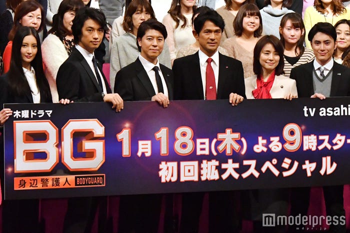 (左から)菜々緒、斎藤工、上川隆也、江口洋介、石田ゆり子、間宮祥太朗(C)モデルプレス