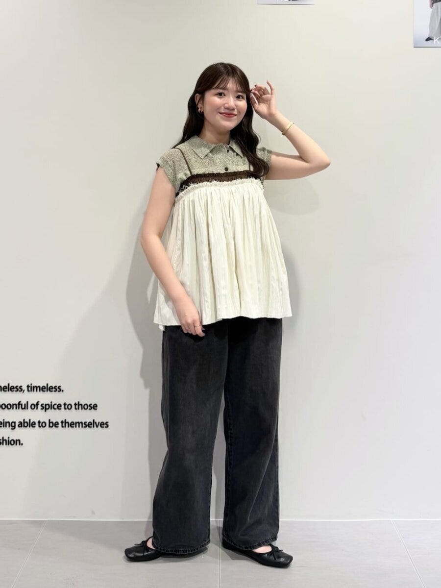 黒ワイドデニム コーデ 黒ワイドデニムコーデ5