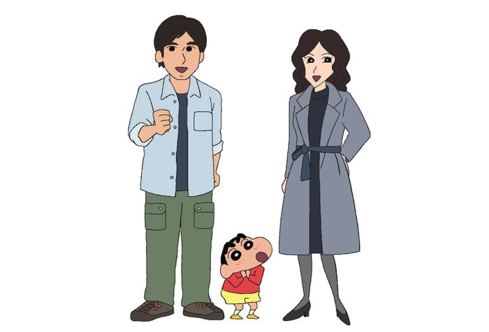 相馬日和、野原しんのすけ、相馬凛子(C)臼井儀人/双葉社・シンエイ・テレビ朝日・ADK