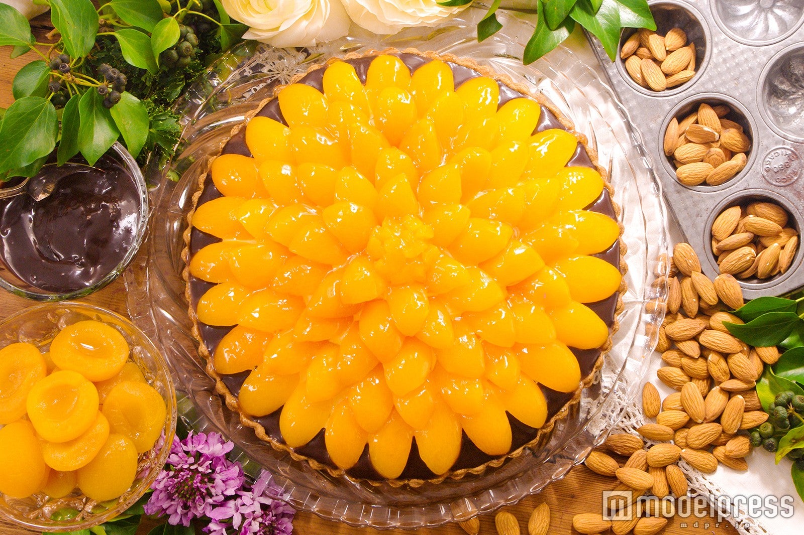 杏とプラリネムースのタルト