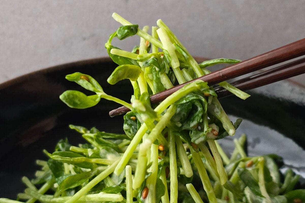 豆苗のガーリックマヨサラダ・実食